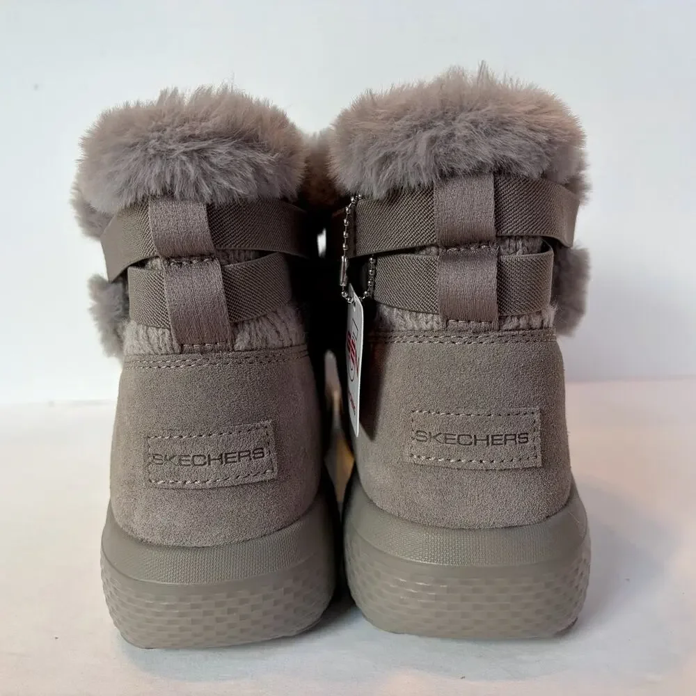 Skechers On-the-GO City Winter Gleam Water Repellent Dark Taupe Boots Women's 8